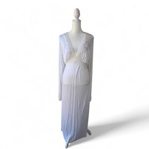 Vintage Y2K Vera Wang Babydoll Slip Gown Semi Sheer Modal White Women's Size XL